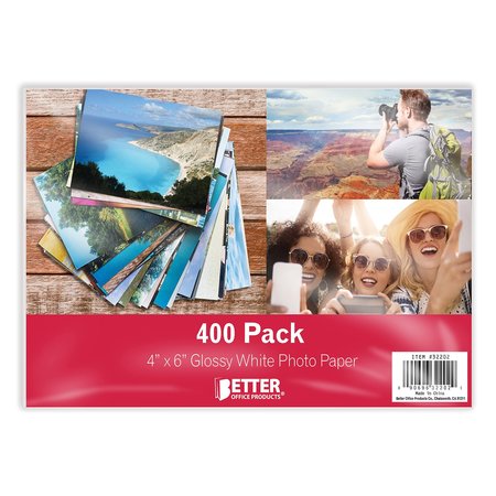 BETTER OFFICE PRODUCTS Premium Glossy Photo Paper, 4 x 6 Inch, 400 Sheets, 200 gsm, 400PK 32202